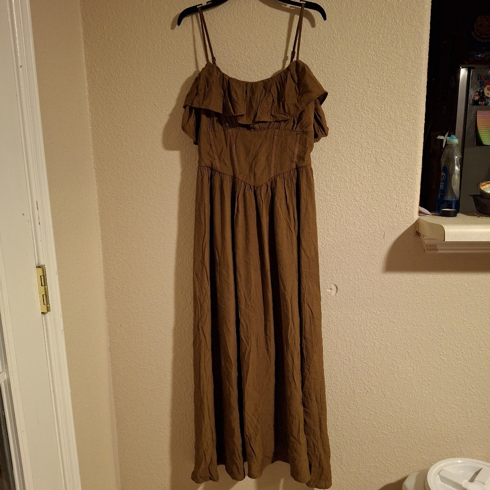 Elegant Brown Maxi Dress Steam Punk Goth Punk Xs Green